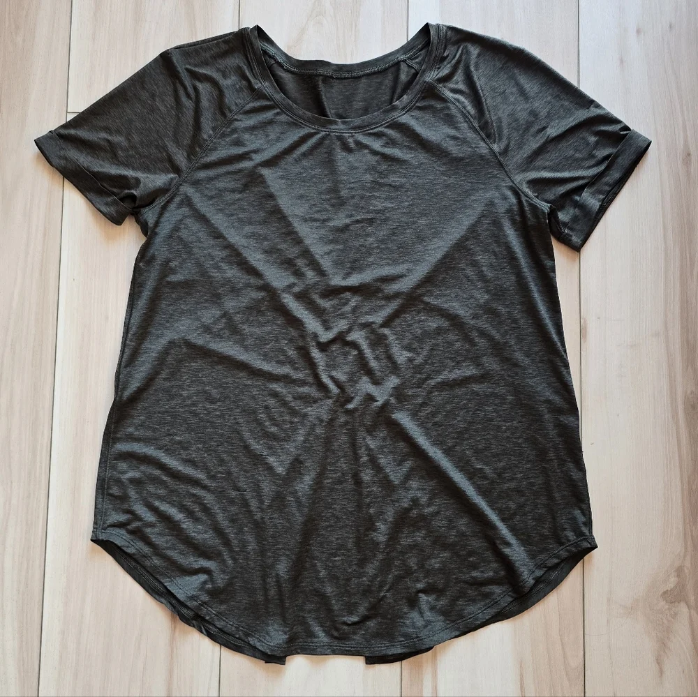 Lululemon Open Up Tie Back Tee In Dark Olive